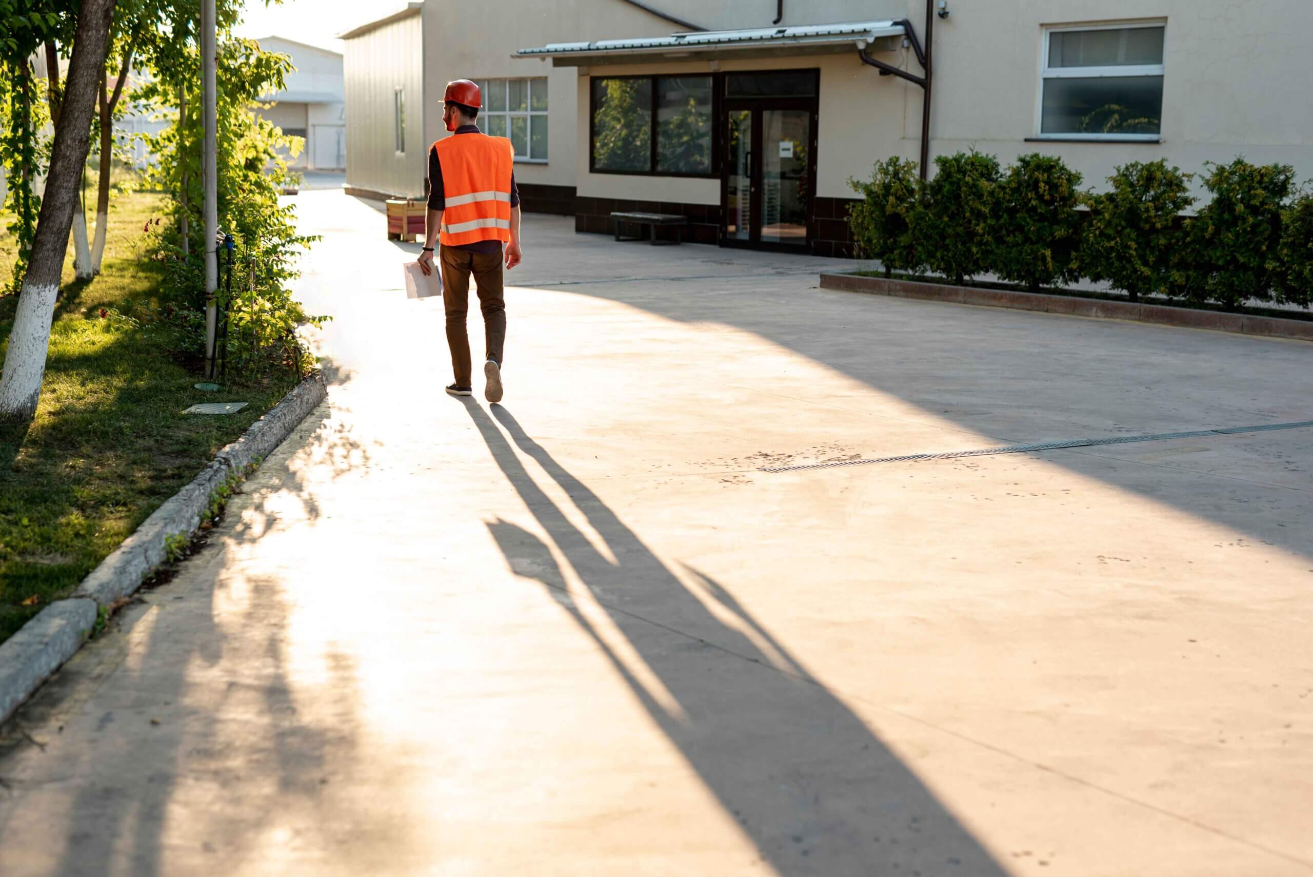 Worker in protective gear on a job site